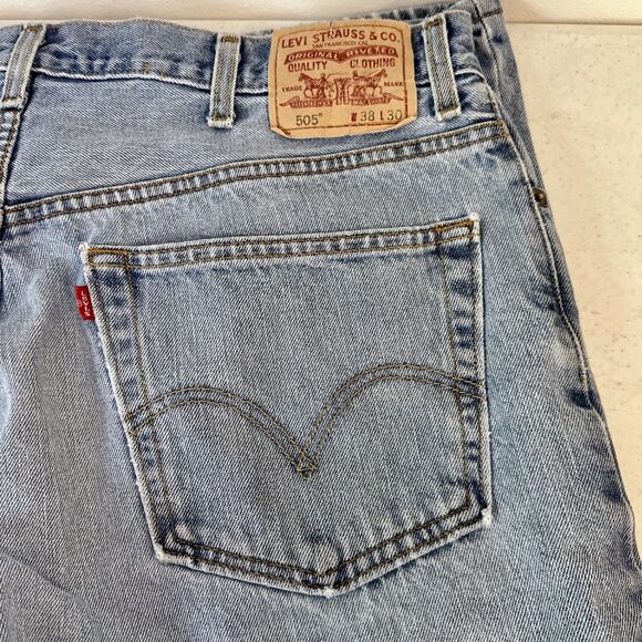 Levi's 505 Straight Fit Jeans Men's 38x30 Blue Light Wash - Picture 8 of 11